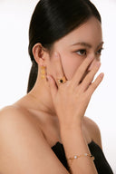 Niche Engraved Relief Sterling Silver Set - Gold-Tone Earrings and Necklace, Artisan Art Deco Statement Jewelry for Women