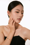 Niche Engraved Relief Sterling Silver Set - Gold-Tone Earrings and Necklace, Artisan Art Deco Statement Jewelry for Women