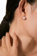 Niche Freshwater Pearl Sterling Silver Studs - Minimalist Dainty Earrings, Elegant Everyday Statement Jewelry for Women
