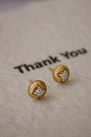 Niche Brushed Starburst 925 Sterling Silver Studs - Zircon-Inlaid Minimalist Earrings, Elegant Statement Jewelry for Women