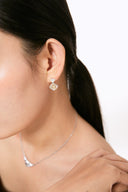 Niche New Chinese-Style Jewelry Set - Hetian Jade Earrings & Opal Color-Block Sterling Silver Necklace, Elegant Statement Accessory