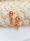 Niche Knot Tassel Sterling Silver Earrings - Pink Opal Accent Gold-Tone Design, Elegant Statement Jewelry for Women