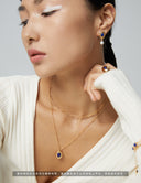 Niche Lapis Lazuli & Pearl Sterling Silver Set - Gold-Tone Necklace and Earrings, Vintage Elegant Statement Jewelry for Women