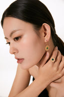 Niche Malachite Textured Sterling Silver Set - Gold-Tone Necklace and Earrings, Boho Elegant Statement Jewelry for Women