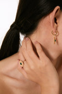 Niche Malachite Textured Sterling Silver Set - Gold-Tone Necklace and Earrings, Boho Elegant Statement Jewelry for Women