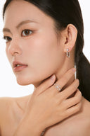 Niche C-Hoop Sterling Silver Earrings Set - Zircon Accent Gold-Tone Design, Minimalist Luxury Statement Jewelry for Women