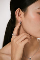 Niche C-Hoop Sterling Silver Earrings Set - Zircon Accent Gold-Tone Design, Minimalist Luxury Statement Jewelry for Women