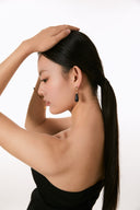 Niche Blue Sandstone Sterling Silver Earrings - Teardrop Gold-Tone Zircon Design, Vintage Statement Jewelry for Women