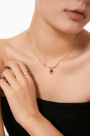 Niche Carnelian Sterling Silver Jewelry Set - Gold-Tone Pearl-Accented Necklace, Earrings, and Ring, Vintage Statement Jewelry for Women