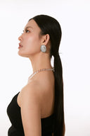 Niche Irregular Sterling Silver Earrings - Resin-Accented Minimalist Design, Modern Statement Jewelry for Women