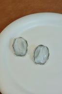 Niche Irregular Sterling Silver Earrings - Resin-Accented Minimalist Design, Modern Statement Jewelry for Women