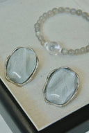 Niche Irregular Sterling Silver Earrings - Resin-Accented Minimalist Design, Modern Statement Jewelry for Women