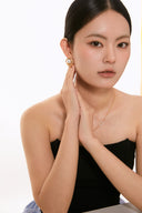 Niche Vintage Pearl Sterling Silver Earrings - Gold-Tone Zircon Design, Retro Statement Jewelry for Women