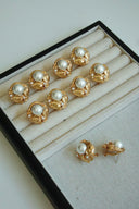 Niche Vintage Pearl Sterling Silver Earrings - Gold-Tone Zircon Design, Retro Statement Jewelry for Women