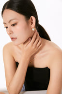 Niche Vintage Pearl Sterling Silver Earrings - Gold-Tone Zircon Design, Retro Statement Jewelry for Women