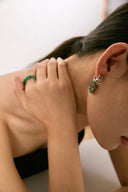 Niche Moss Agate Carnelian Sterling Silver Earrings - Two-Tone Tassel C-Hoop Design, Boho Statement Jewelry for Women