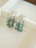 Niche Moss Agate Carnelian Sterling Silver Earrings - Two-Tone Tassel C-Hoop Design, Boho Statement Jewelry for Women