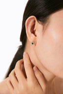 Niche Emerald Starburst Sterling Silver Earrings - Two-Tone Zircon Design, Vintage Statement Jewelry for Women