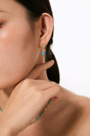 Niche Feather Turquoise Sterling Silver Earrings - Gold-Tone Zircon Design, Boho Statement Jewelry for Women