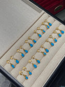 Niche Feather Turquoise Sterling Silver Earrings - Gold-Tone Zircon Design, Boho Statement Jewelry for Women