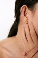 Niche Leaf Sterling Silver Earrings - Zircon-Accented Gold-Tone Design, Minimalist Statement Jewelry for Women