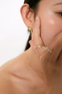 Niche Leaf Sterling Silver Earrings - Zircon-Accented Gold-Tone Design, Minimalist Statement Jewelry for Women