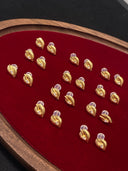 Niche Leaf Sterling Silver Earrings - Zircon-Accented Gold-Tone Design, Minimalist Statement Jewelry for Women