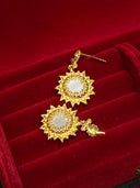 Niche Sunburst Shell Sterling Silver Earrings - Gold-Tone Vintage Design, Statement Jewelry for Women