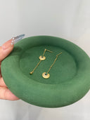 Niche Asymmetric Sunburst Sterling Silver Earrings - Gold-Tone Emerald Zircon Tassel Design, Artistic Statement Jewelry for Women