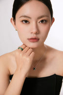 Niche Hexagon Tsavorite Sterling Silver Earrings - Zircon-Accented Two-Tone Design, Vintage Statement Jewelry for Women