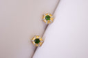 Niche Hexagon Tsavorite Sterling Silver Earrings - Zircon-Accented Two-Tone Design, Vintage Statement Jewelry for Women