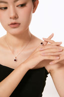 AAAAAAAANiche Garnet Sterling Silver Set - Rose Gold-Tone Zircon Necklace and Ring, Vintage Statement Jewelry for Women