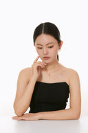 Niche Teardrop Sterling Silver Necklace - Zircon-Accented Two-Tone Design, Minimalist Statement Jewelry for Women