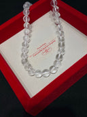 Niche Clear Crystal Sterling Silver Necklace - Beaded Minimalist Design, Natural Stone Statement Jewelry for Women