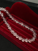 Niche Clear Crystal Sterling Silver Necklace - Beaded Minimalist Design, Natural Stone Statement Jewelry for Women