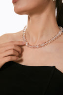 Niche Clear Crystal Sterling Silver Necklace - Beaded Minimalist Design, Natural Stone Statement Jewelry for Women