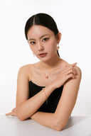 Niche Textured Barrel Sterling Silver Necklace - Rose Gold-Tone Zircon Design, Minimalist Statement Jewelry for Women