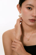 Niche Textured Barrel Sterling Silver Necklace - Rose Gold-Tone Zircon Design, Minimalist Statement Jewelry for Women