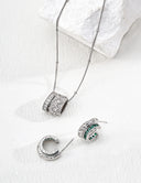 Niche Textured Barrel Sterling Silver Necklace - Rose Gold-Tone Zircon Design, Minimalist Statement Jewelry for Women