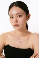 Niche Moonstone Blue Zircon Sterling Silver Necklace - Artistic Cross Design, Vintage Statement Jewelry for Women