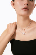 Niche Moonstone Blue Zircon Sterling Silver Necklace - Artistic Cross Design, Vintage Statement Jewelry for Women