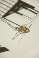 Niche Two-Tone Heart Sterling Silver Necklace - Textured Zircon Design, Romantic Statement Jewelry for Women