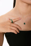 Niche Emerald Textured Sterling Silver Necklace - Artistic Minimalist Design, Vintage Statement Jewelry for Women