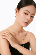 Niche Ginkgo Leaf Jade Sterling Silver Necklace - Gold-Tone Chinese Design, Traditional Statement Jewelry for Women