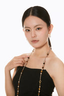 Niche Tiger Eye Sterling Silver Long Necklace - Beaded Boho-Chic Design, Versatile Statement Jewelry for Women