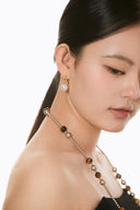 Niche Tiger Eye Sterling Silver Long Necklace - Beaded Boho-Chic Design, Versatile Statement Jewelry for Women