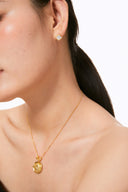 Niche Textured Coin Sterling Silver Necklace - Gold-Tone Vintage Design, Statement Jewelry for Women