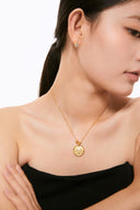 Niche Textured Coin Sterling Silver Necklace - Gold-Tone Vintage Design, Statement Jewelry for Women