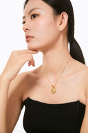 Niche Textured Coin Sterling Silver Necklace - Gold-Tone Vintage Design, Statement Jewelry for Women