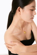 Niche Textured Coin Sterling Silver Necklace - Gold-Tone Vintage Design, Statement Jewelry for Women